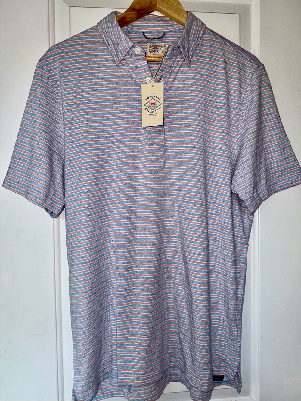Faherty NWT Summer Horizon Striped Short Sleeve Movement Polo